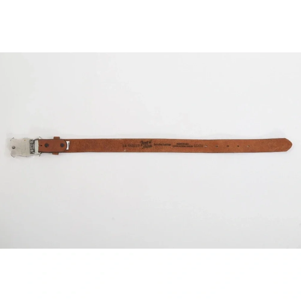 Vintage style Tony Lama USA Western long horn buckle tooled leather kids belt